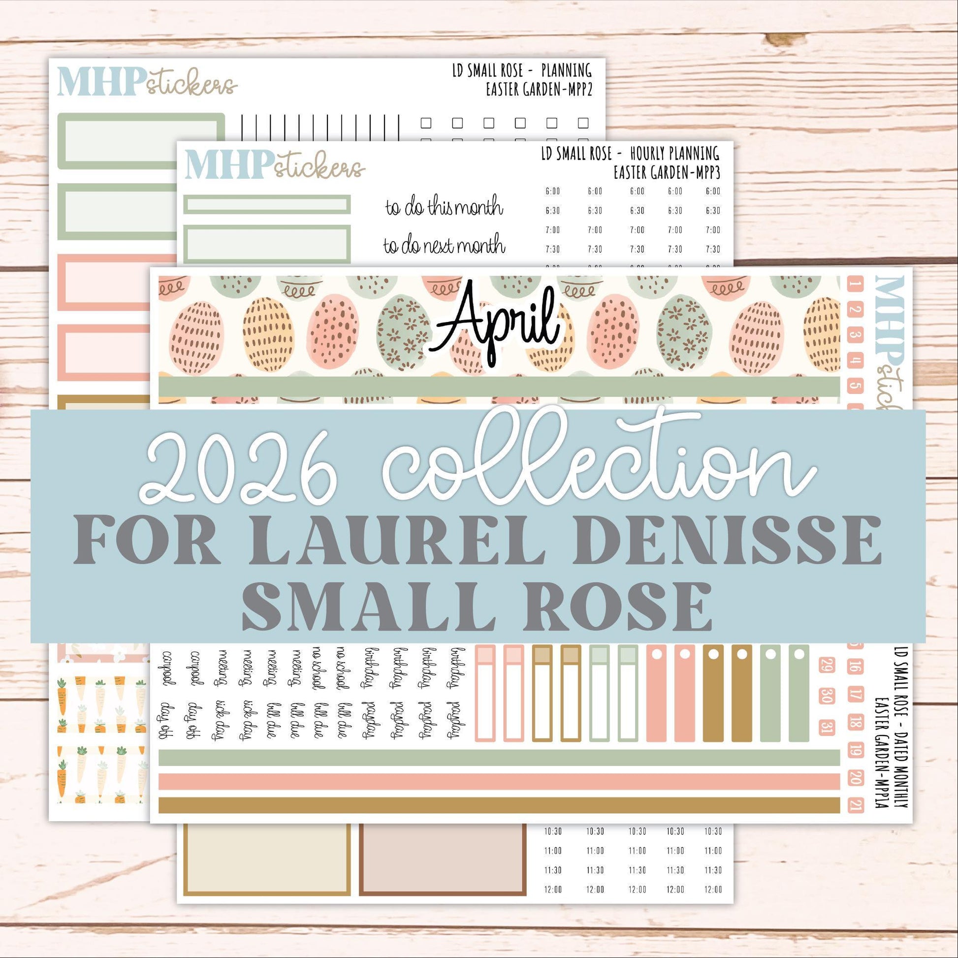 APRIL 2026 Stickers for The Small Rose Laurel Denise Planner (Formerly Mini Project Planner) "Easter Garden" || MPP