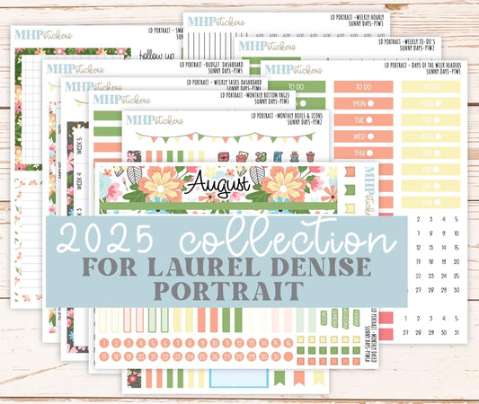 AUGUST 2025 Stickers for The Scout Laurel Denise Planner (formerly Portrait Planner). "Sunny Days" || PTSD