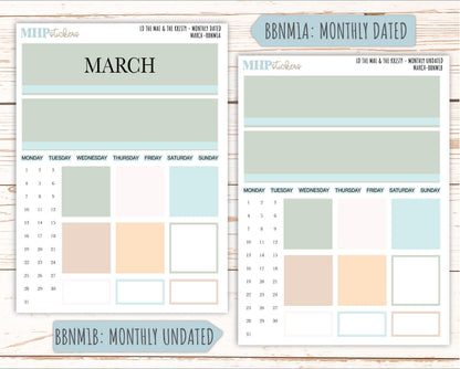 MARCH Stickers for The Mae & Kristy Laurel Denise Planners (formerly Book Bound Planner). Neutral Color || BBN