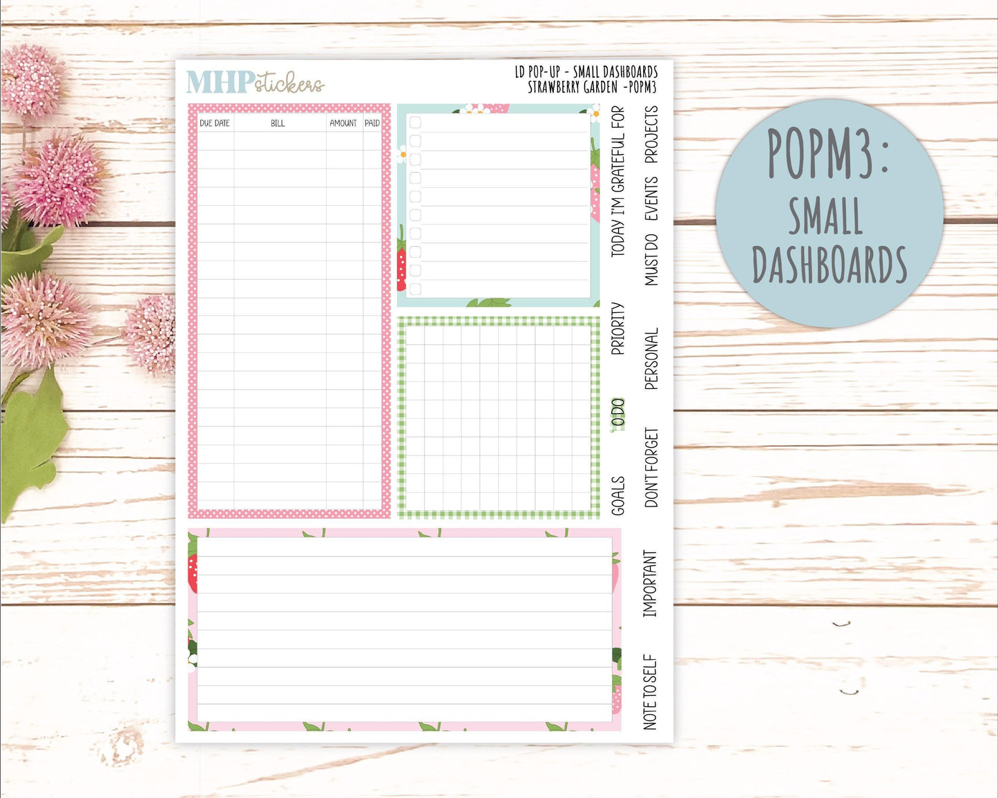 May 2025 Stickers for The Jo Laurel Denise Planner (Formerly Pop-Up Planner) "Strawberry Garden" || POPSG