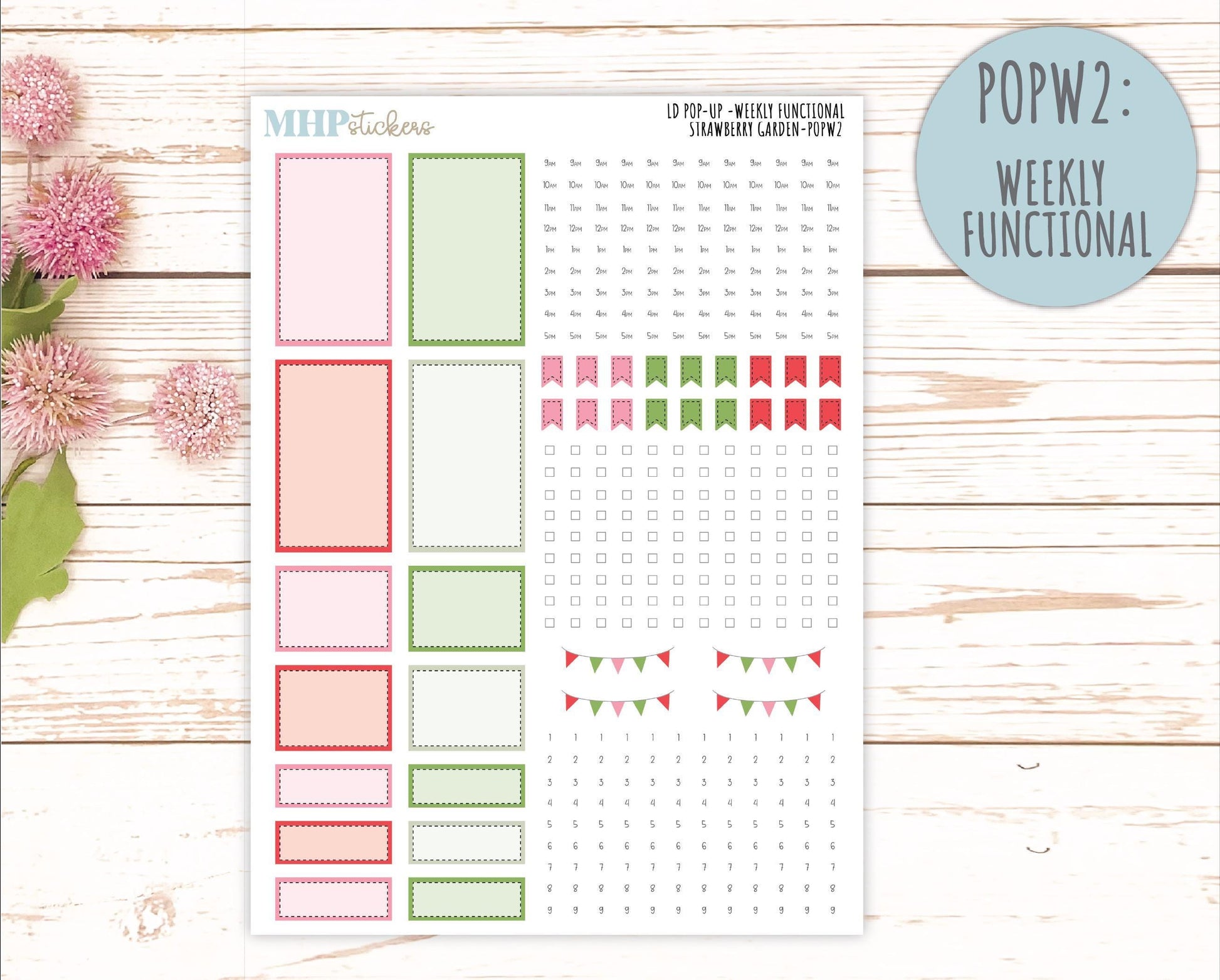 May 2025 Stickers for The Jo Laurel Denise Planner (Formerly Pop-Up Planner) "Strawberry Garden" || POPSG
