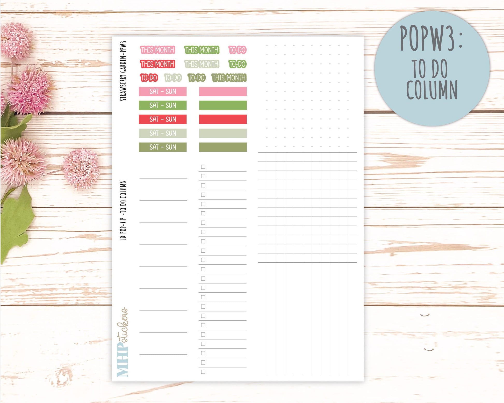 May 2025 Stickers for The Jo Laurel Denise Planner (Formerly Pop-Up Planner) "Strawberry Garden" || POPSG
