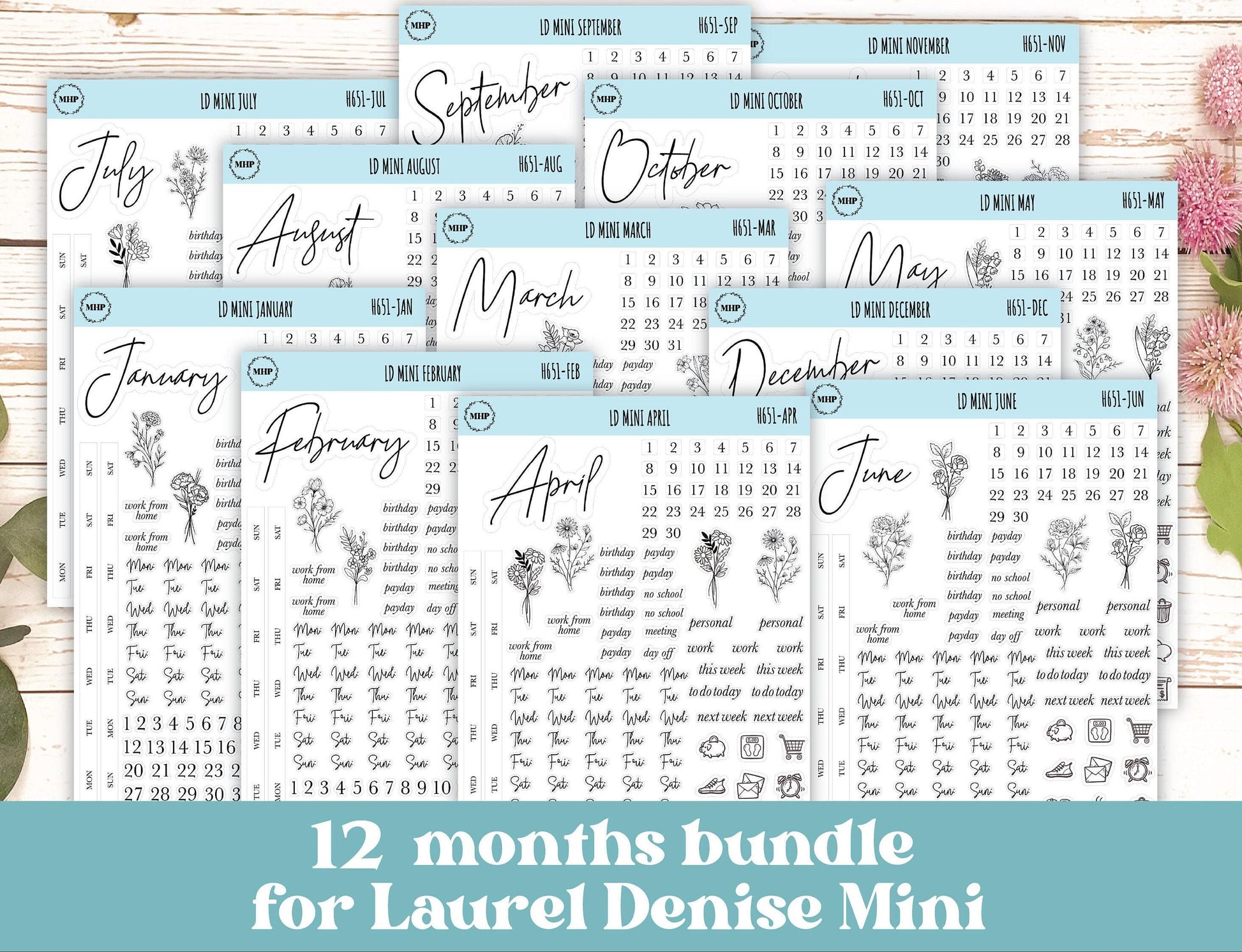 smallmalist Stickers for Laurel Denise Mini Planners. || H651