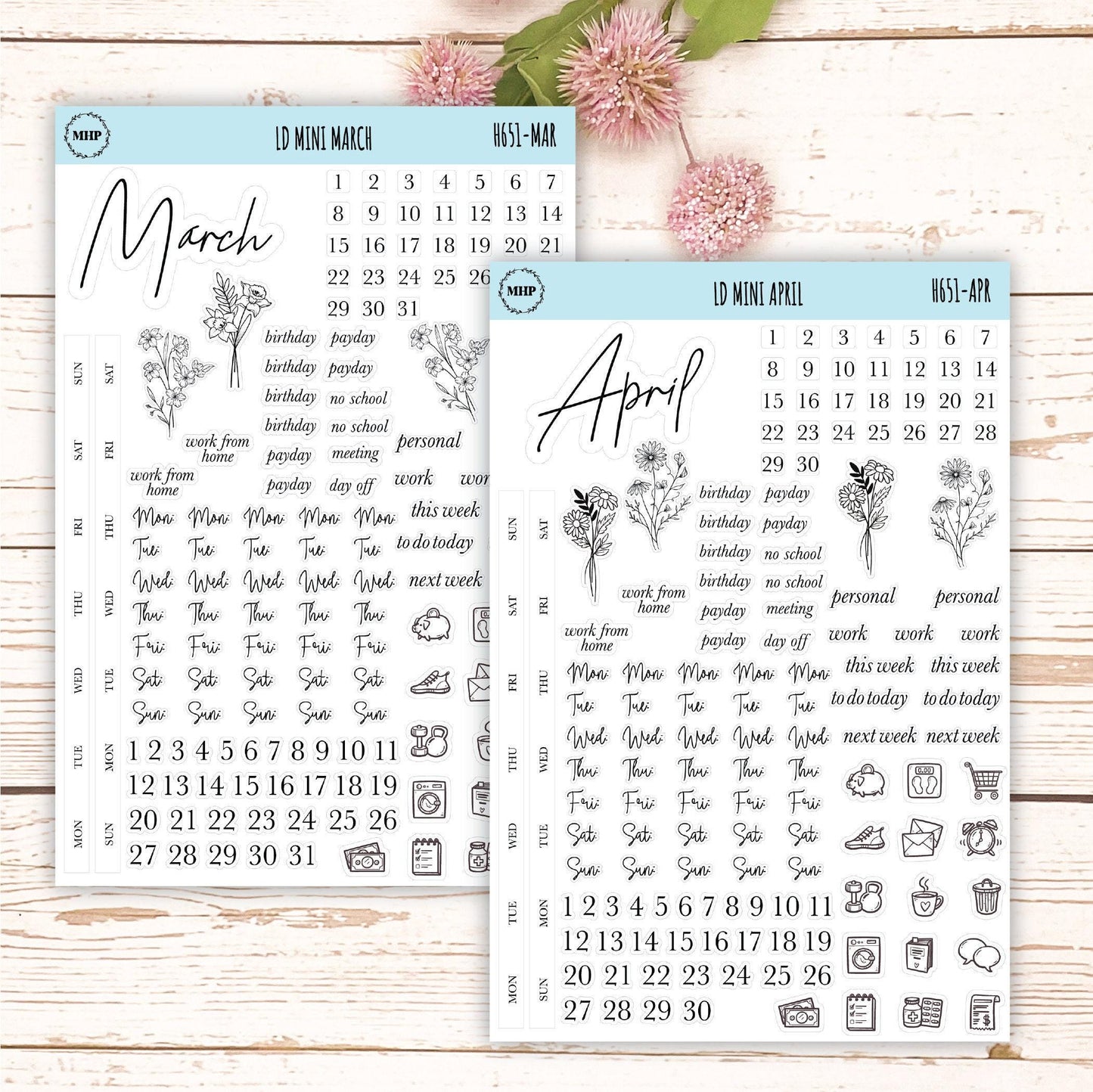 smallmalist Stickers for Laurel Denise Mini Planners. || H651