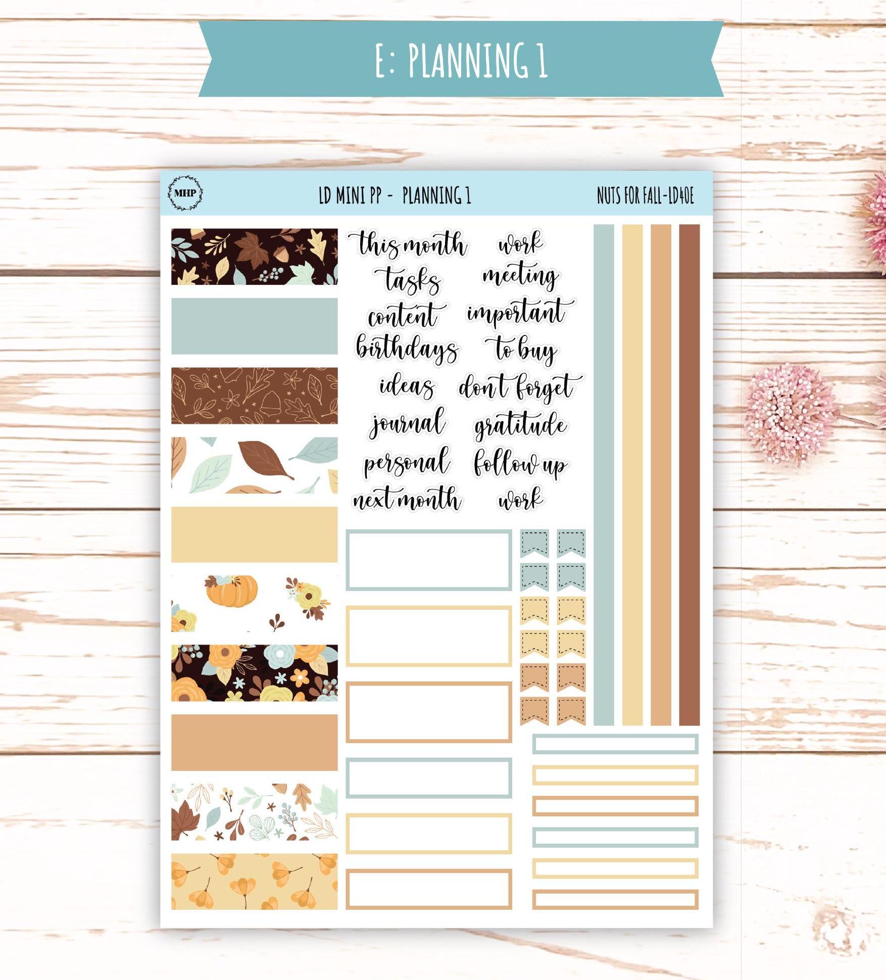 OCTOBER Stickers for The Rose Small Laurel Denise Planner (Formerly Mini Project Planner) "Nuts for Fall" || LD408NF