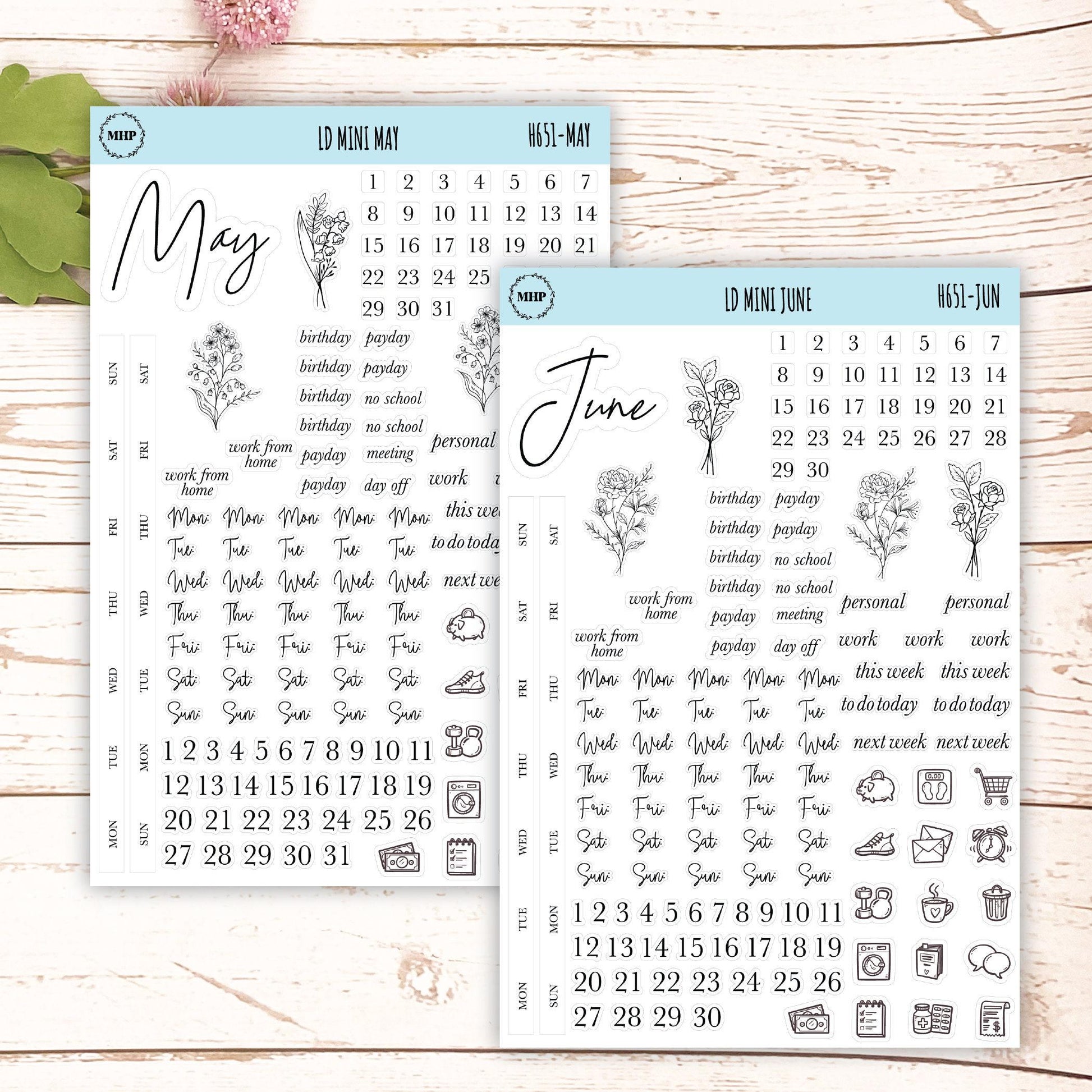 smallmalist Stickers for Laurel Denise Mini Planners. || H651