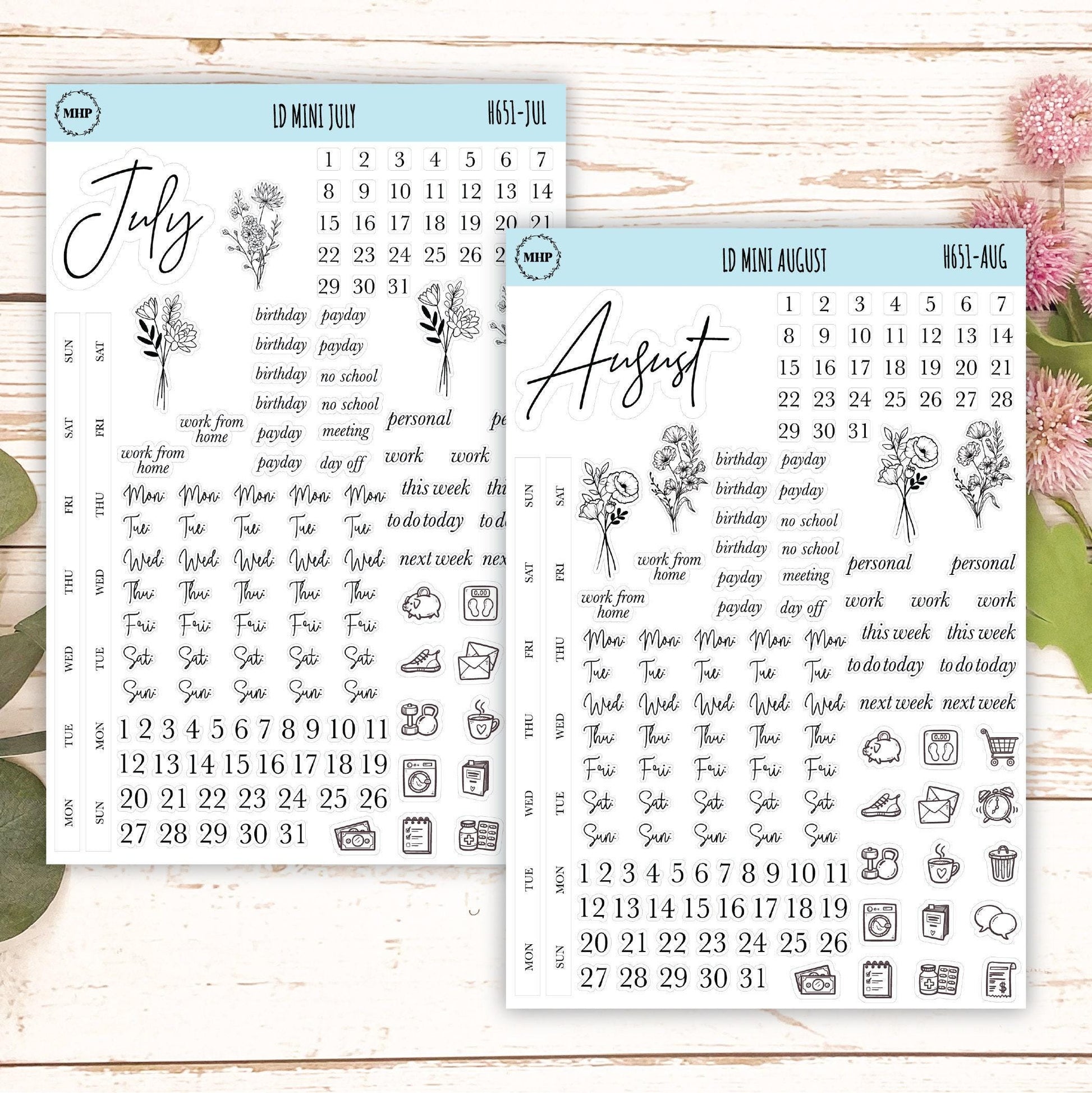 smallmalist Stickers for Laurel Denise Mini Planners. || H651