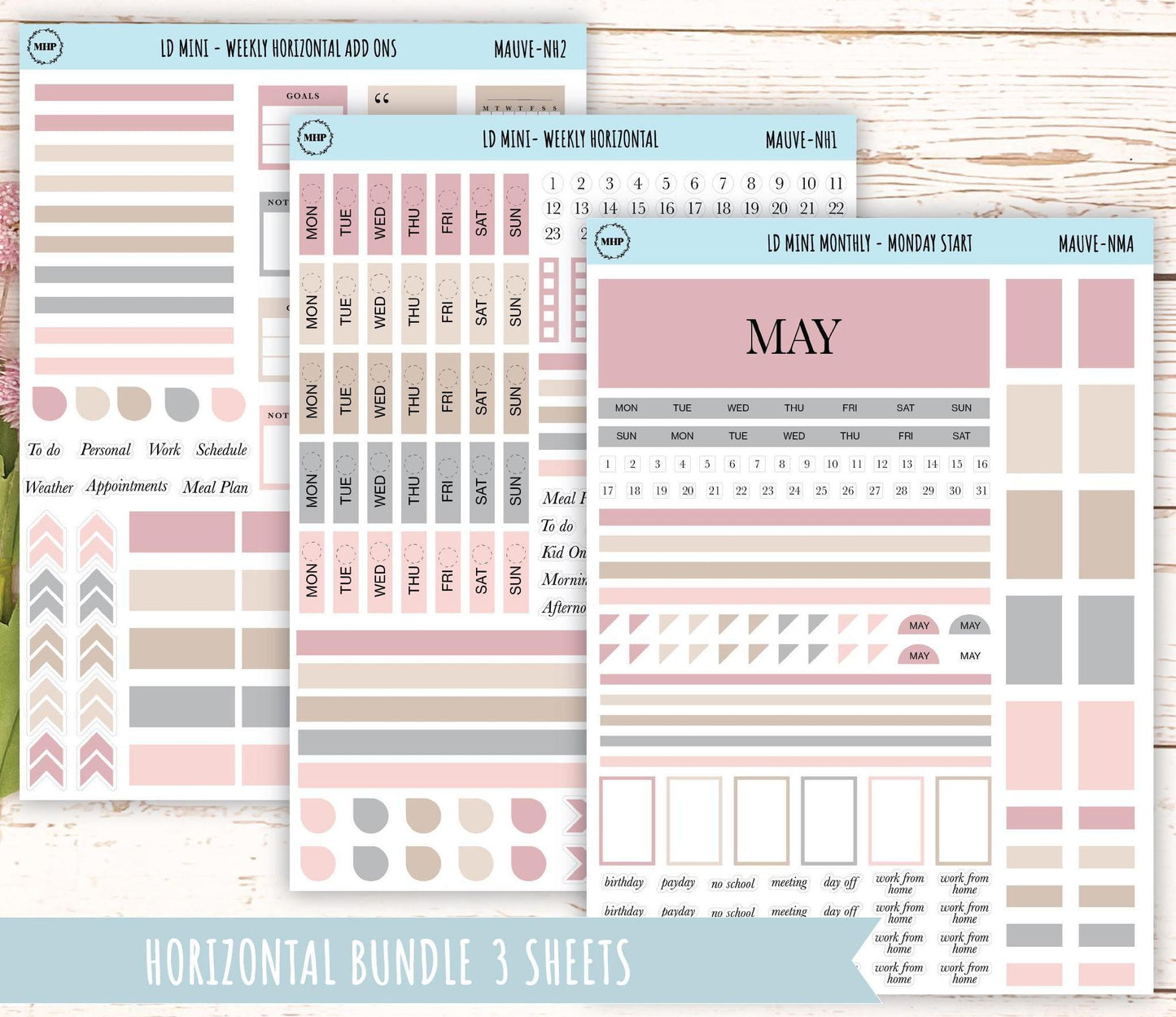 MAY Neutral Color Stickers for small Laurel Denise Planners || NMAY