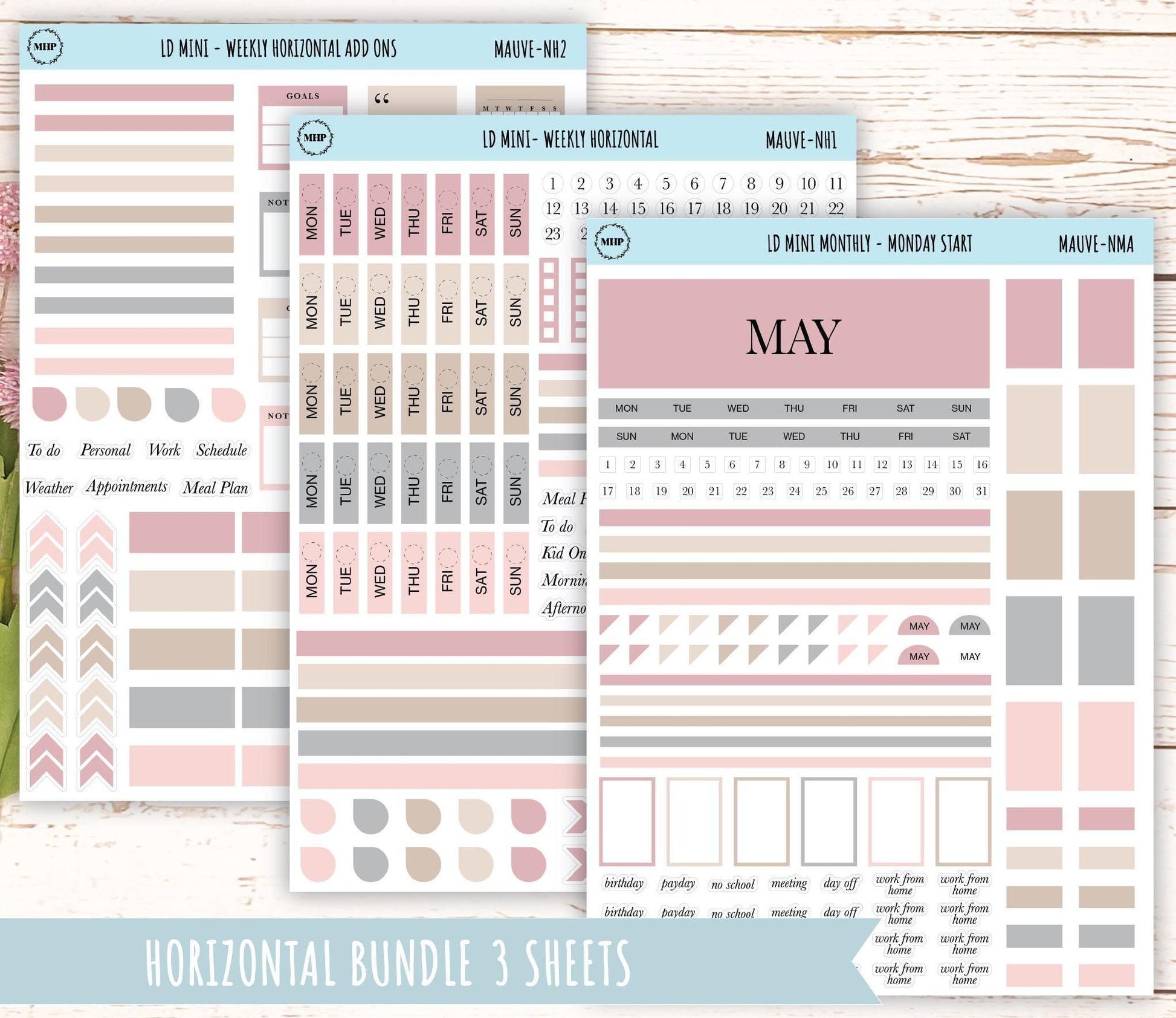 MAY Neutral Color Stickers for small Laurel Denise Planners || NMAY