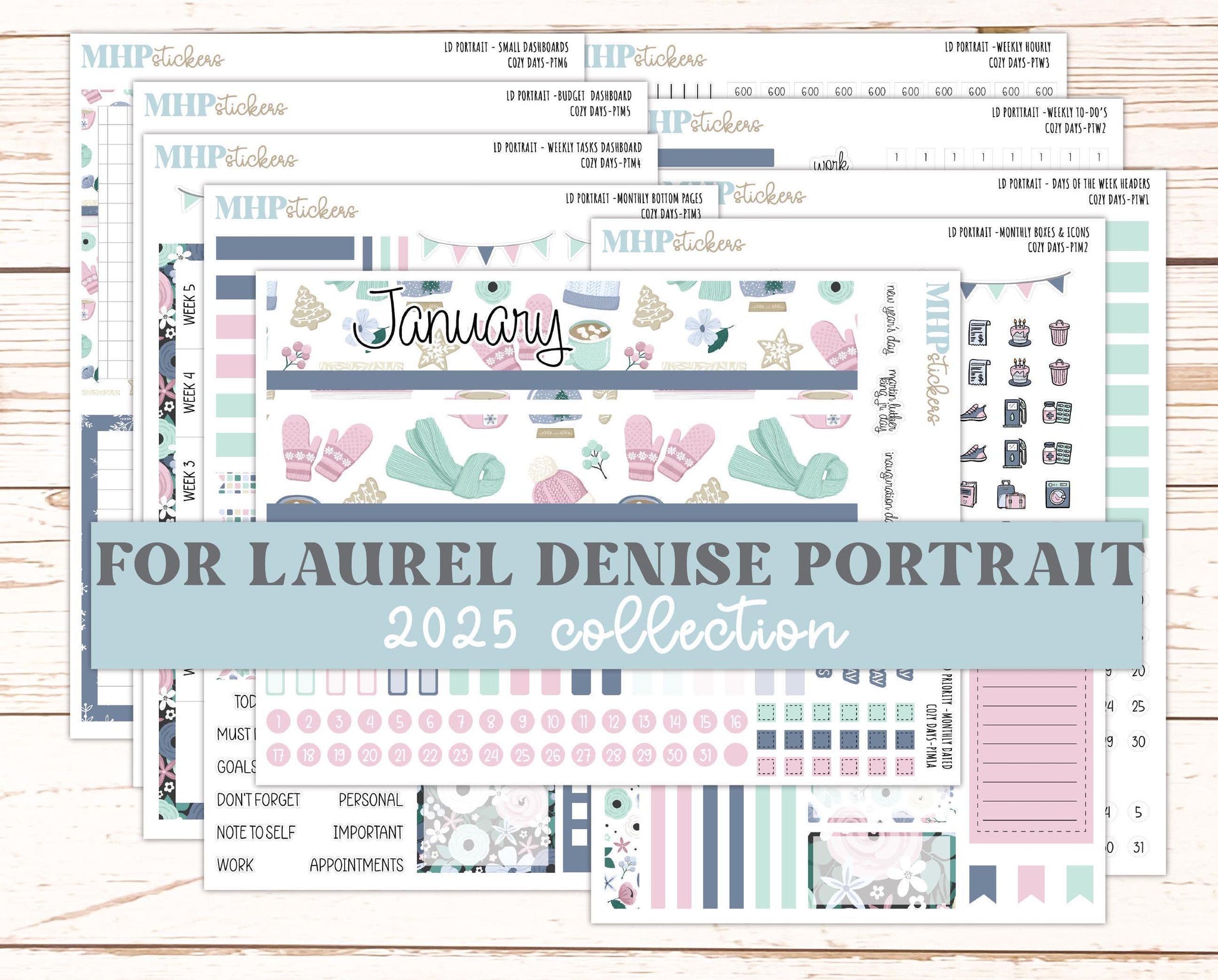 JANUARY 2025 Stickers for The Scout Laurel Denise Planner (formerly Portrait Planner). "Cozy Days" || PTCD