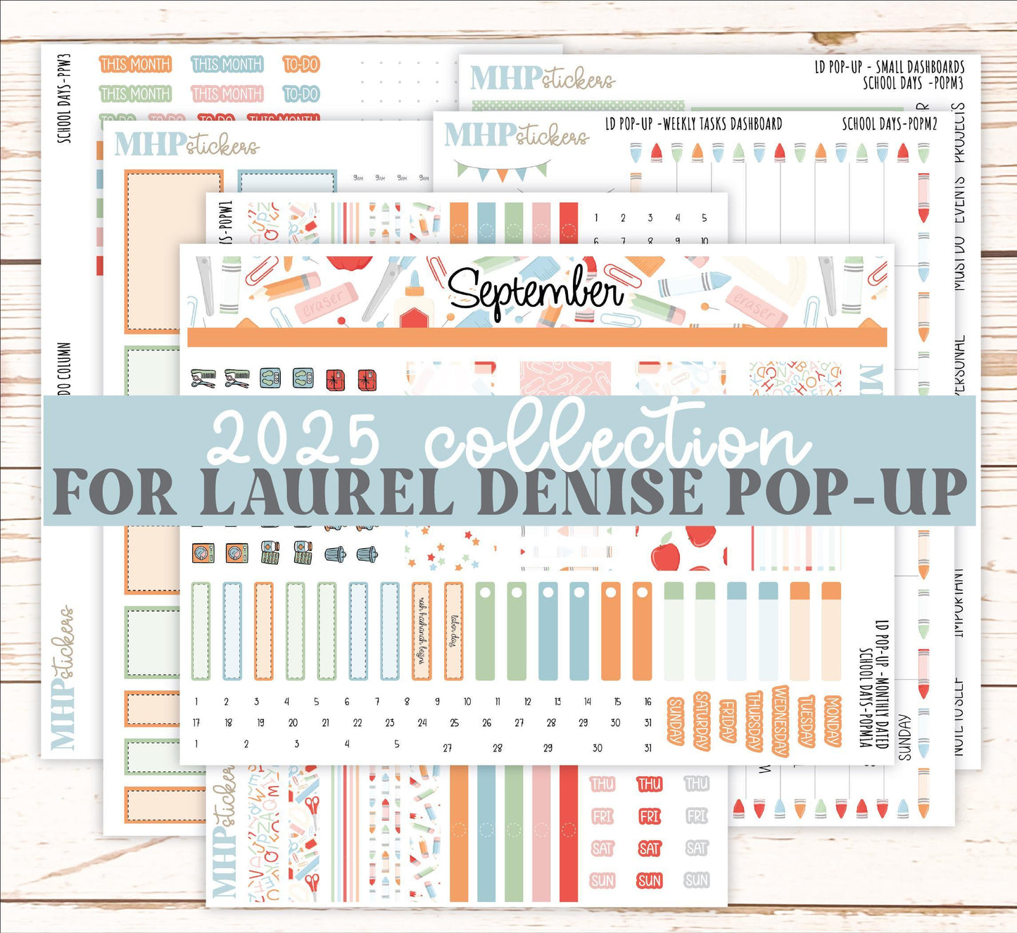 September 2025 Stickers for The Jo Laurel Denise Planner (Formerly Pop-Up Planner) "School Days" || POP