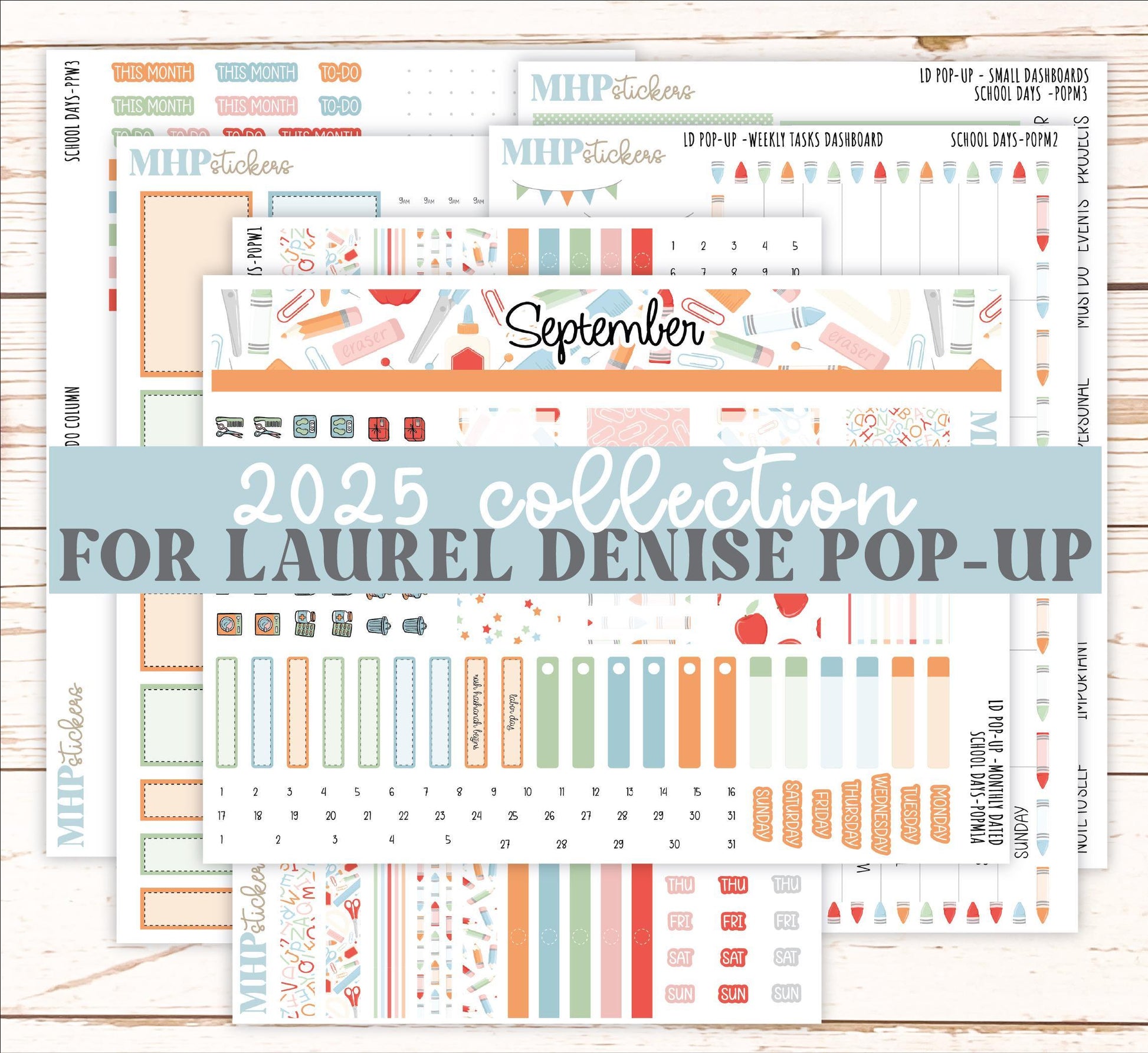 September 2025 Stickers for The Jo Laurel Denise Planner (Formerly Pop-Up Planner) "School Days" || POP