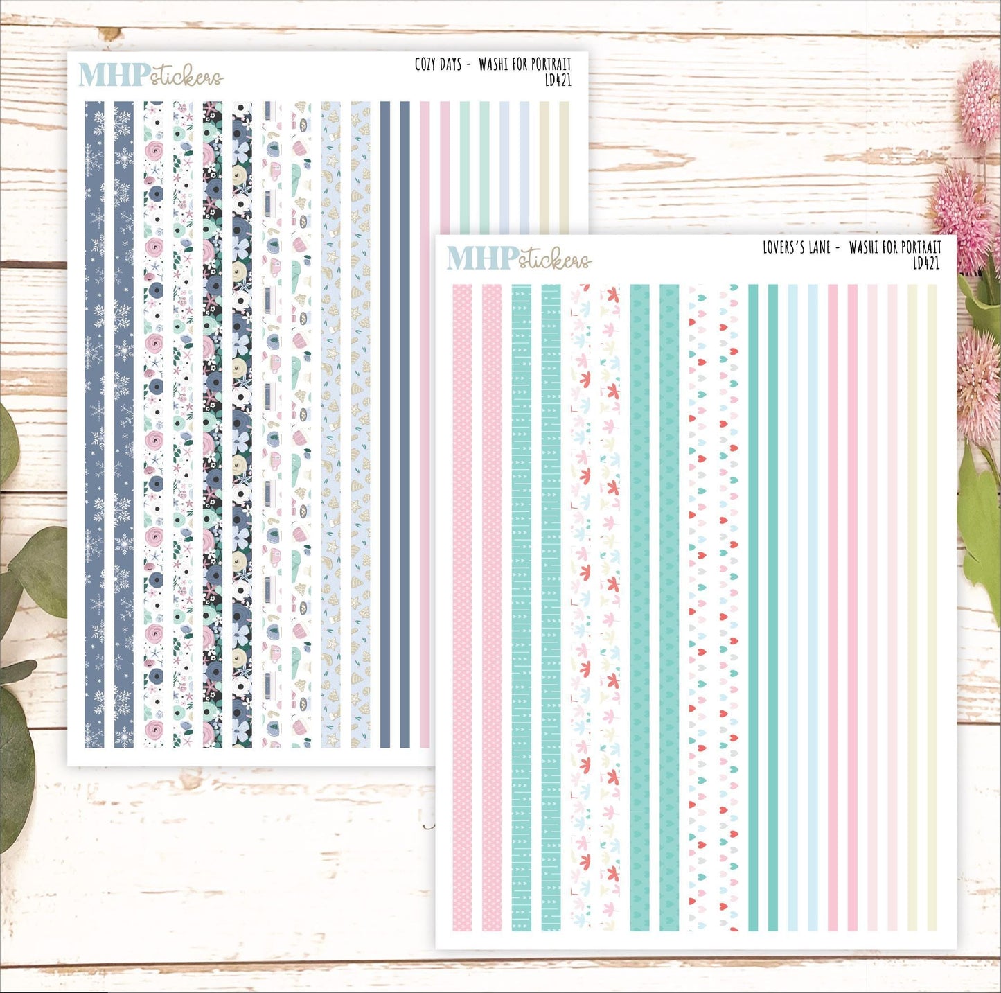 12 Washi Sheets Set for Laurel Denise PORTRAIT Planner. 2025 Designs || LD421
