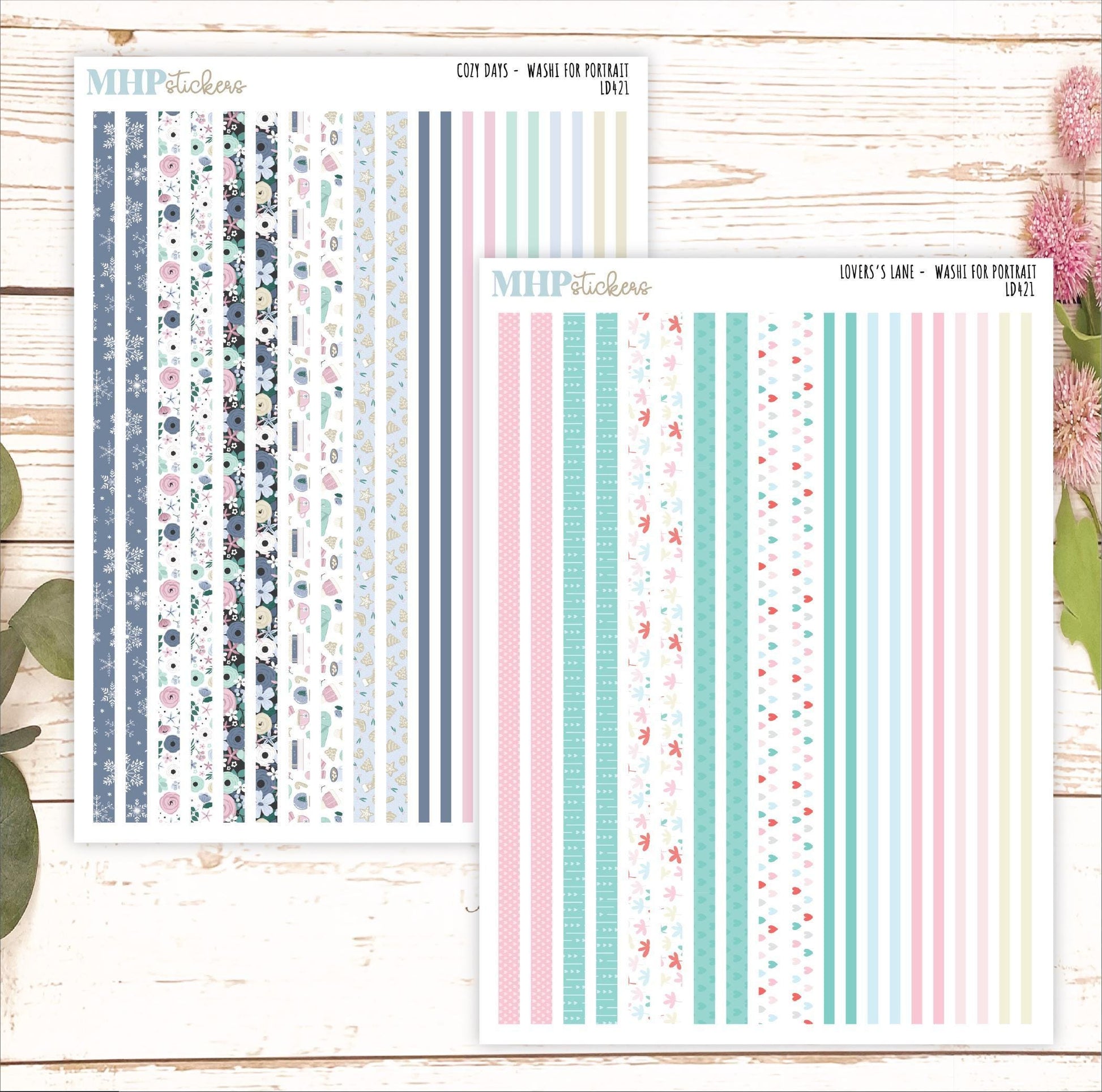 12 Washi Sheets Set for Laurel Denise PORTRAIT Planner. 2025 Designs || LD421