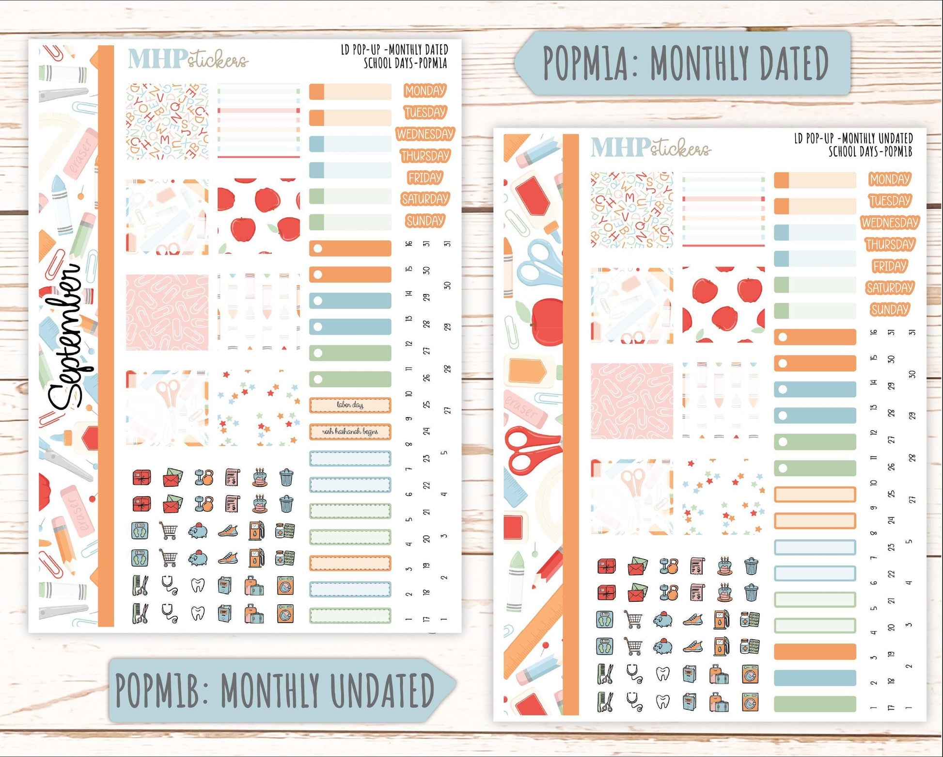 September 2025 Stickers for The Jo Laurel Denise Planner (Formerly Pop-Up Planner) "School Days" || POP