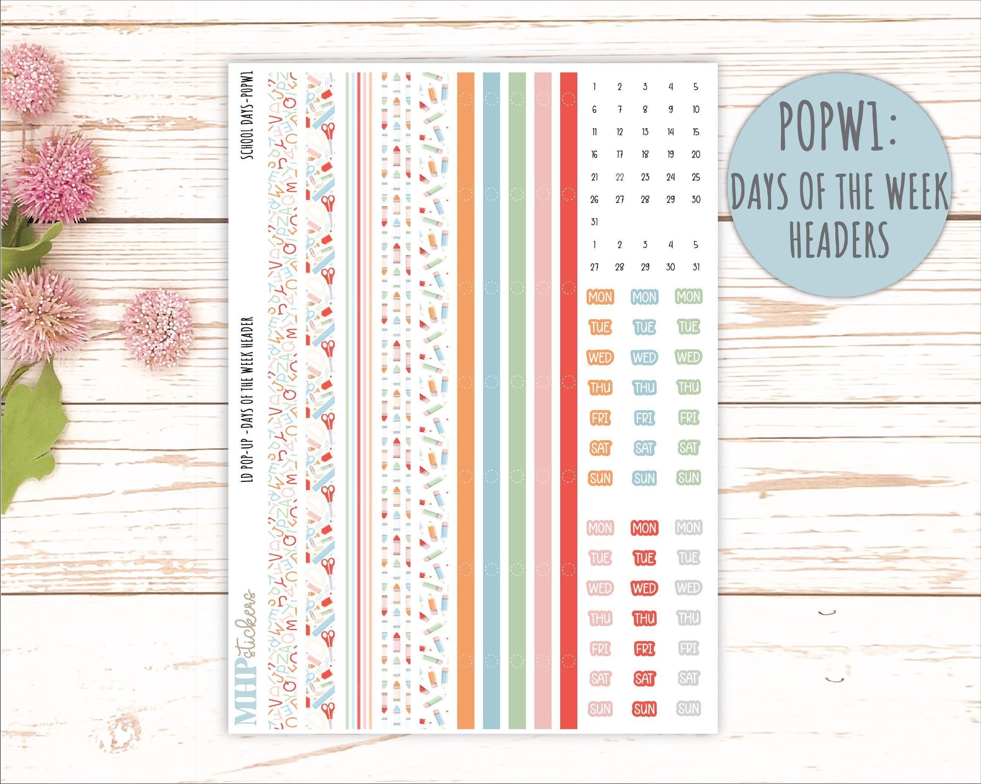 September 2025 Stickers for The Jo Laurel Denise Planner (Formerly Pop-Up Planner) "School Days" || POP