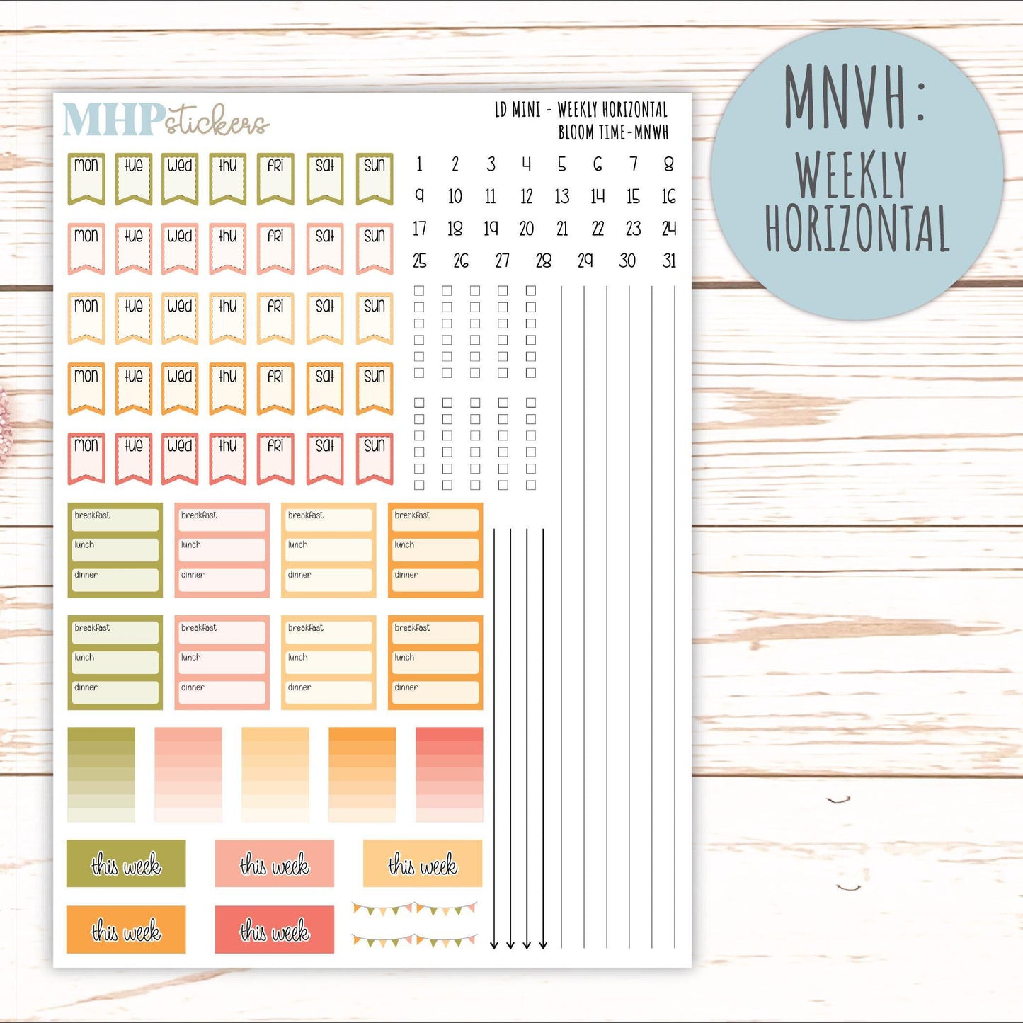 JUNE 2025 Stickers for Small Horizontal & Vertical Laurel Denise Planners. (Formerly Mini Planner) "Bloom Time" || MNBT