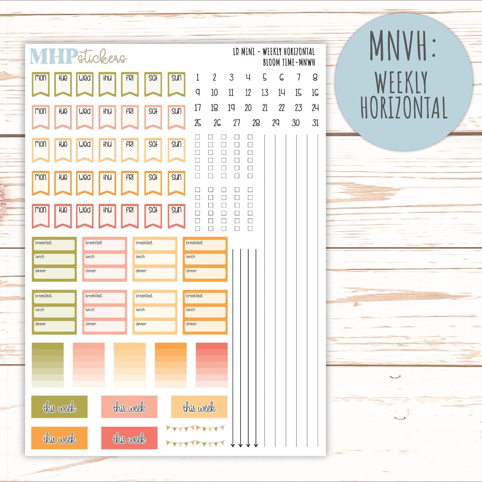 JUNE 2025 Stickers for Small Horizontal & Vertical Laurel Denise Planners. (Formerly Mini Planner) "Bloom Time" || MNBT
