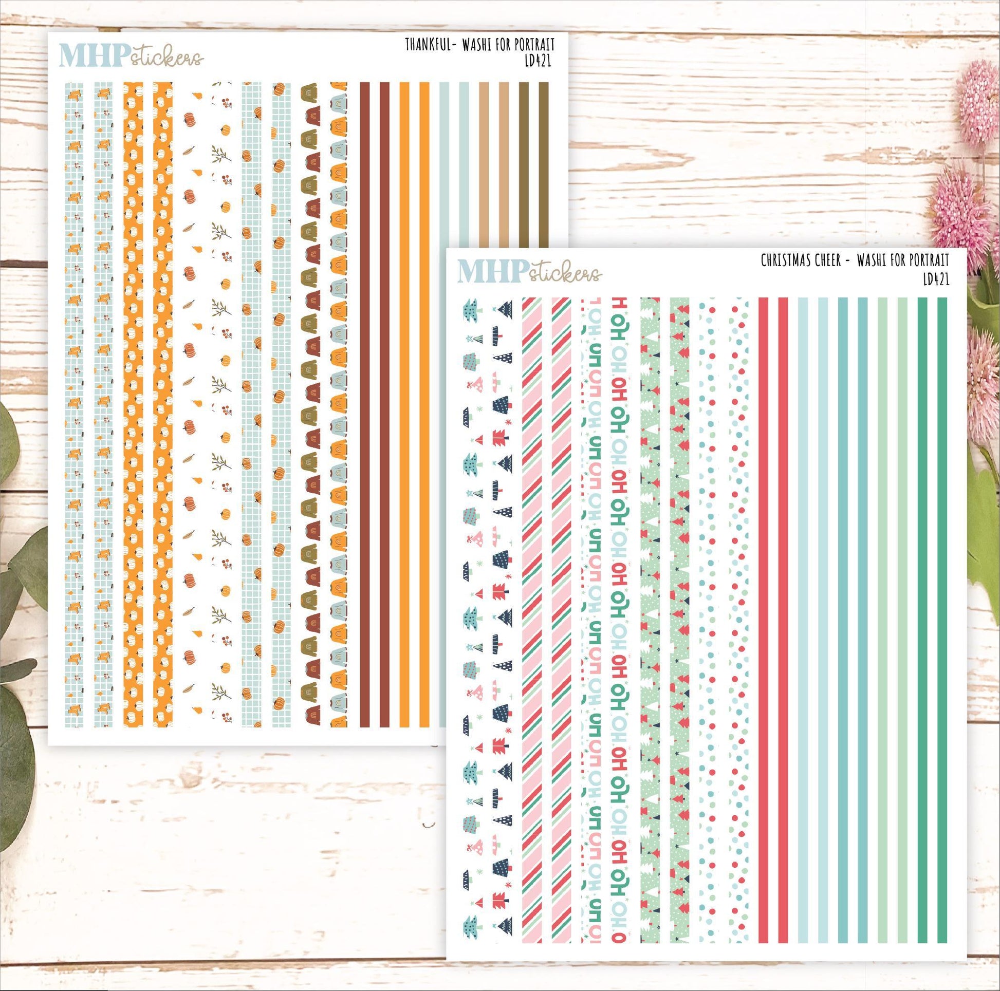 12 Washi Sheets Set for Laurel Denise PORTRAIT Planner. 2025 Designs || LD421