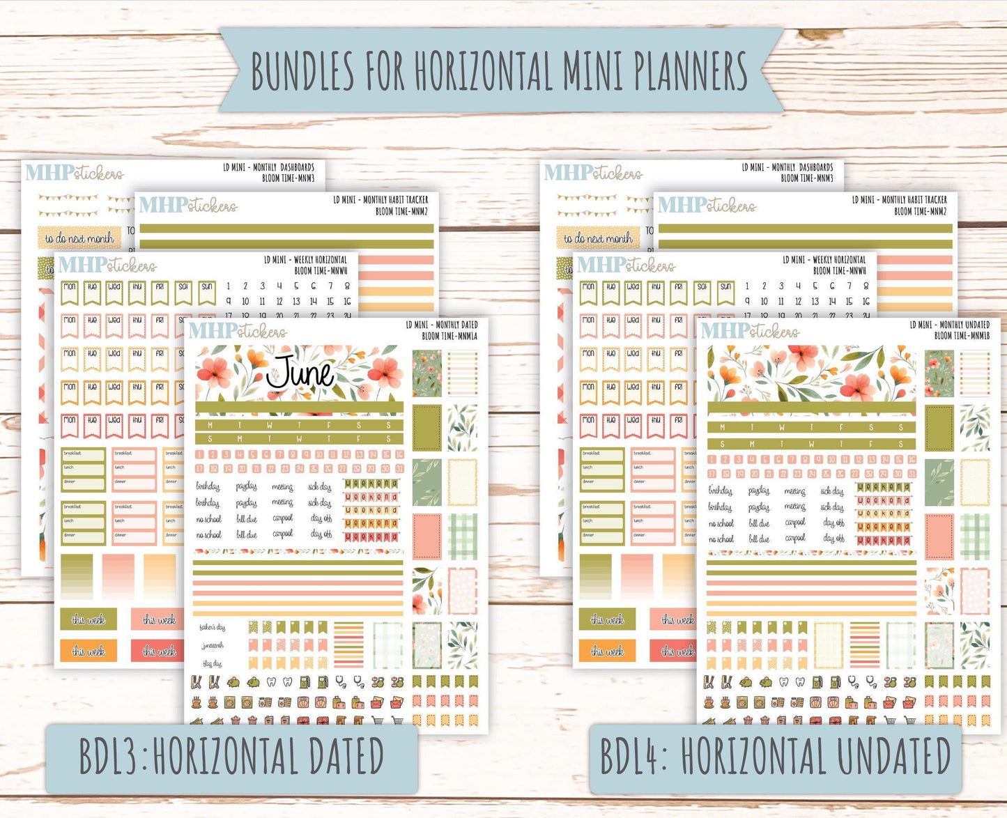 JUNE 2025 Stickers for Small Horizontal & Vertical Laurel Denise Planners. (Formerly Mini Planner) "Bloom Time" || MNBT