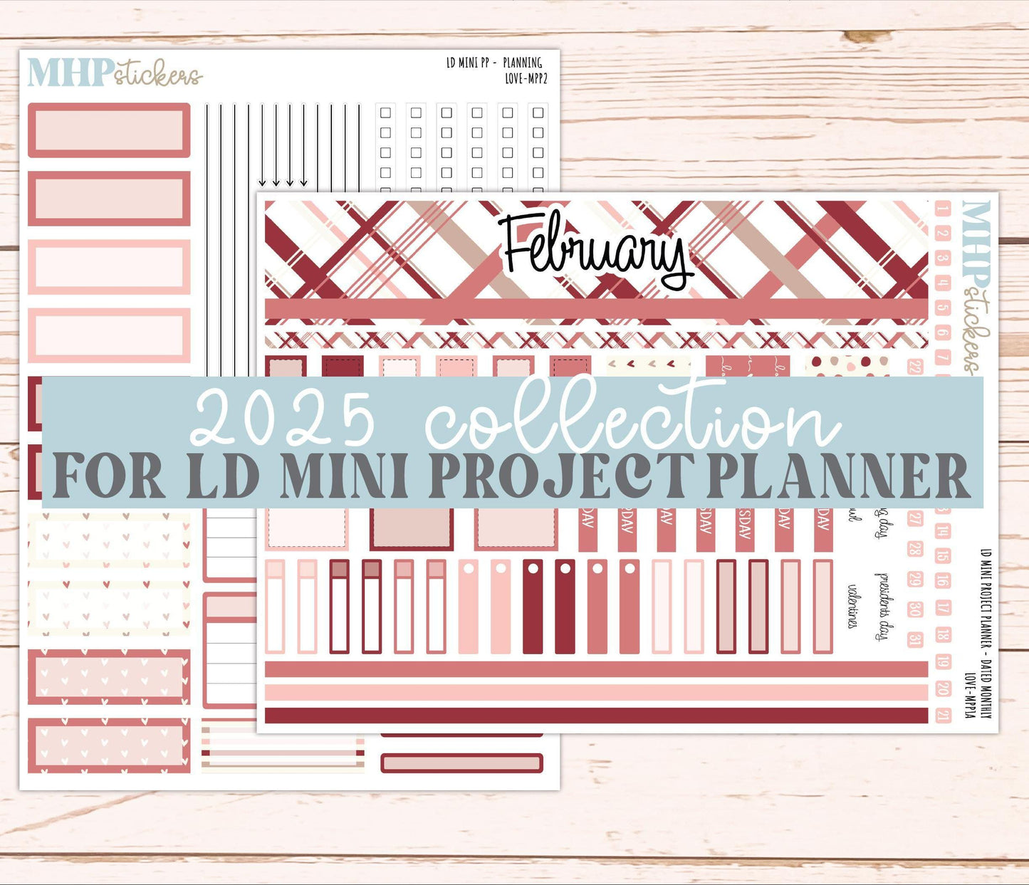 FEBRUARY 2025 Stickers for The Rose Small Laurel Denise Planner (Formerly Mini Project Planner) "Love" || MPPLV