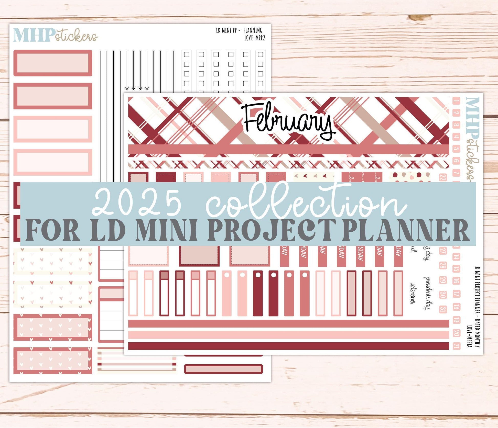FEBRUARY 2025 Stickers for The Rose Small Laurel Denise Planner (Formerly Mini Project Planner) "Love" || MPPLV