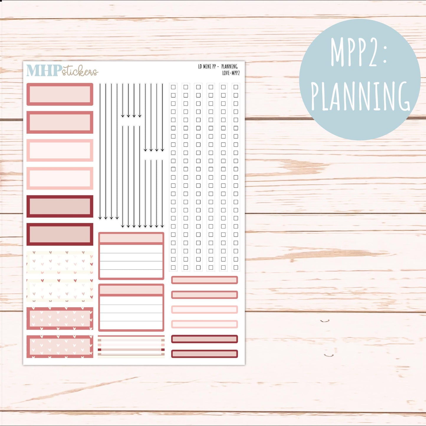 FEBRUARY 2025 Stickers for The Rose Small Laurel Denise Planner (Formerly Mini Project Planner) "Love" || MPPLV