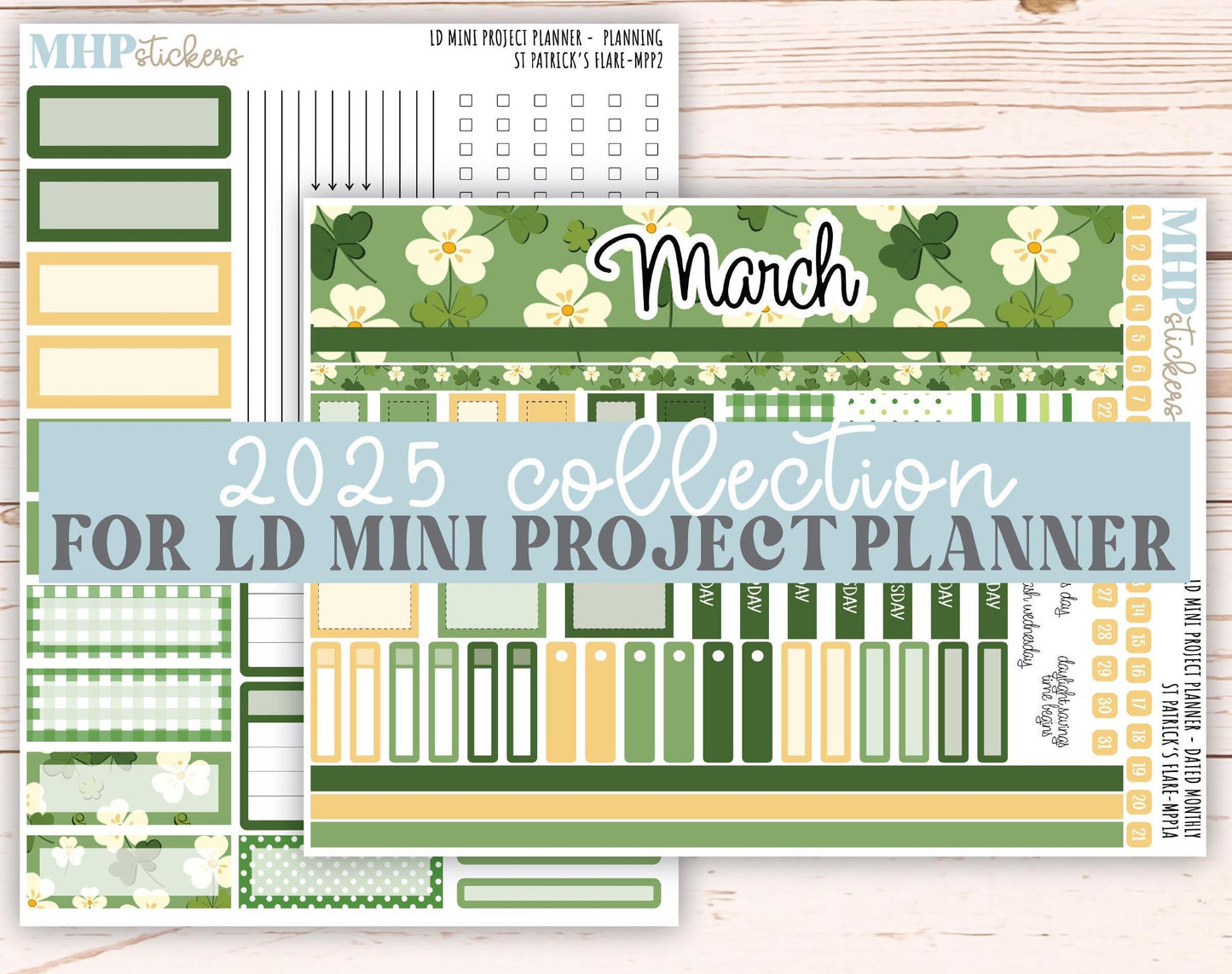 MARCH 2025 Stickers for The Rose Small Laurel Denise Planner (Formerly Mini Project Planner) "St Patrick's Flare" || MPPSPF