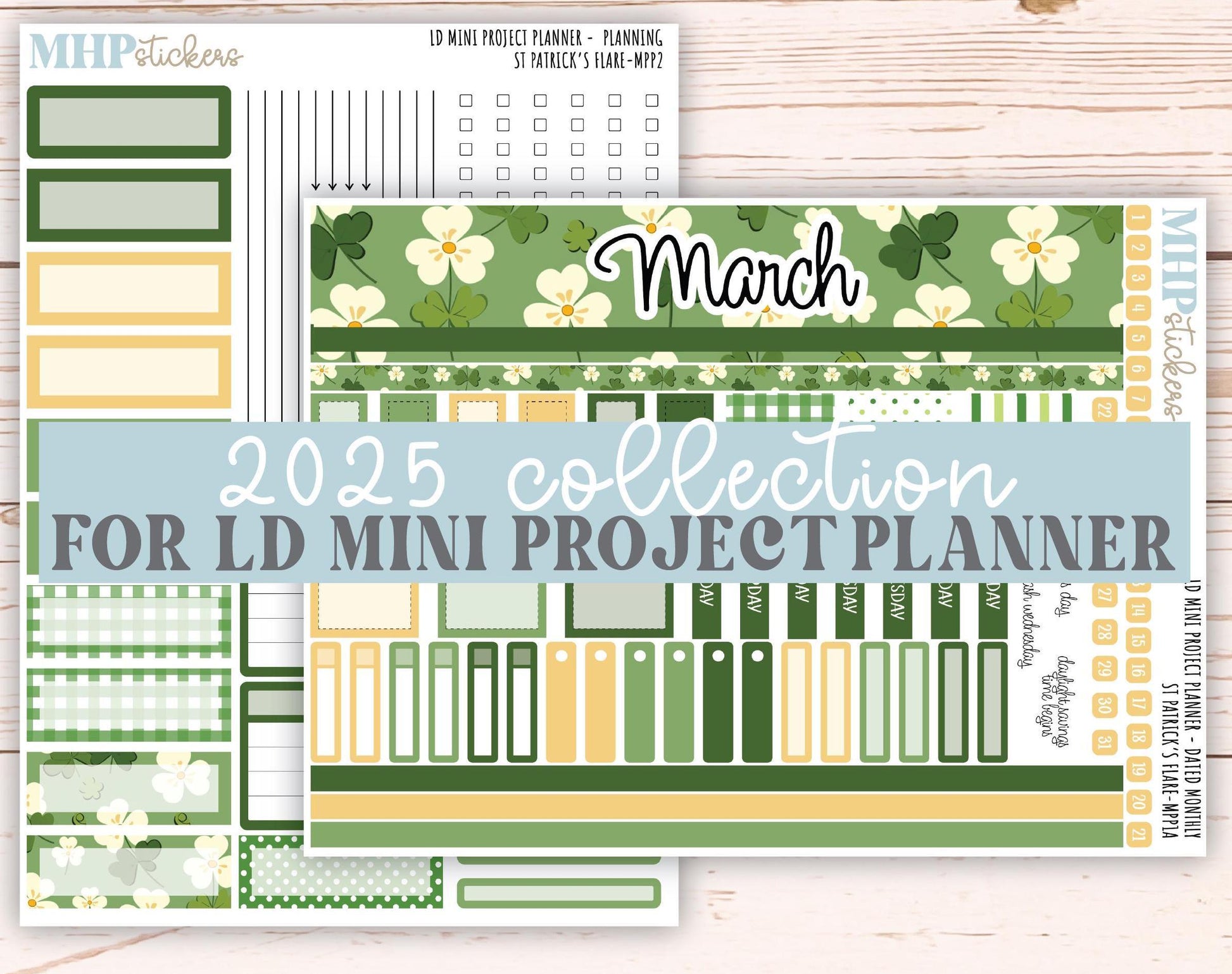 MARCH 2025 Stickers for The Rose Small Laurel Denise Planner (Formerly Mini Project Planner) "St Patrick's Flare" || MPPSPF
