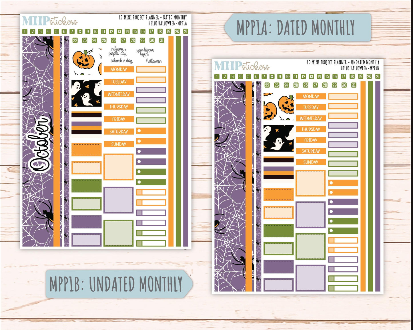 OCTOBER 2025 Stickers for The Rose Small Laurel Denise Planner (Formerly Mini Project Planner) "Hello Halloween" || MPP