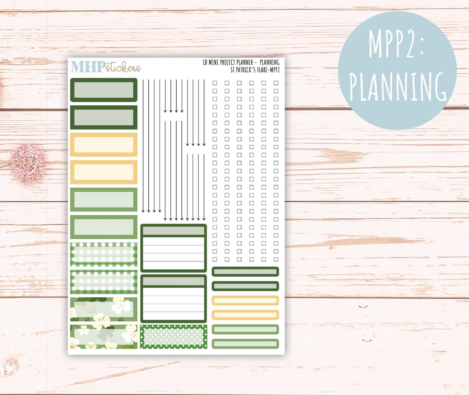 MARCH 2025 Stickers for The Rose Small Laurel Denise Planner (Formerly Mini Project Planner) "St Patrick's Flare" || MPPSPF