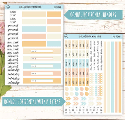 Neutral Color Stickers for Large size Horizontal & Vertical Laurel Denise Planner. (Formerly Original or Standar Size) JULY || OGNJUL