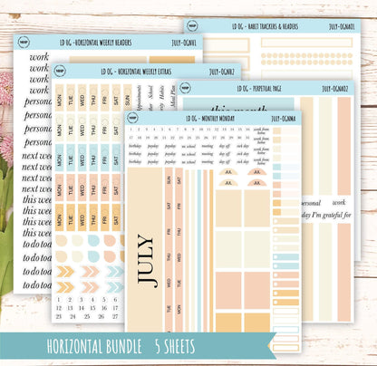 Neutral Color Stickers for Large size Horizontal & Vertical Laurel Denise Planner. (Formerly Original or Standar Size) JULY || OGNJUL