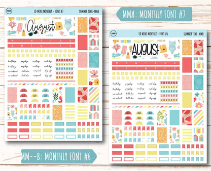 August Stickers for Small Horizontal & Vertical Laurel Denise Planners. (Formerly Mini Planner) "Summer Time" || MST