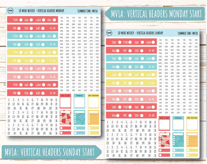 August Stickers for Small Horizontal & Vertical Laurel Denise Planners. (Formerly Mini Planner) "Summer Time" || MST