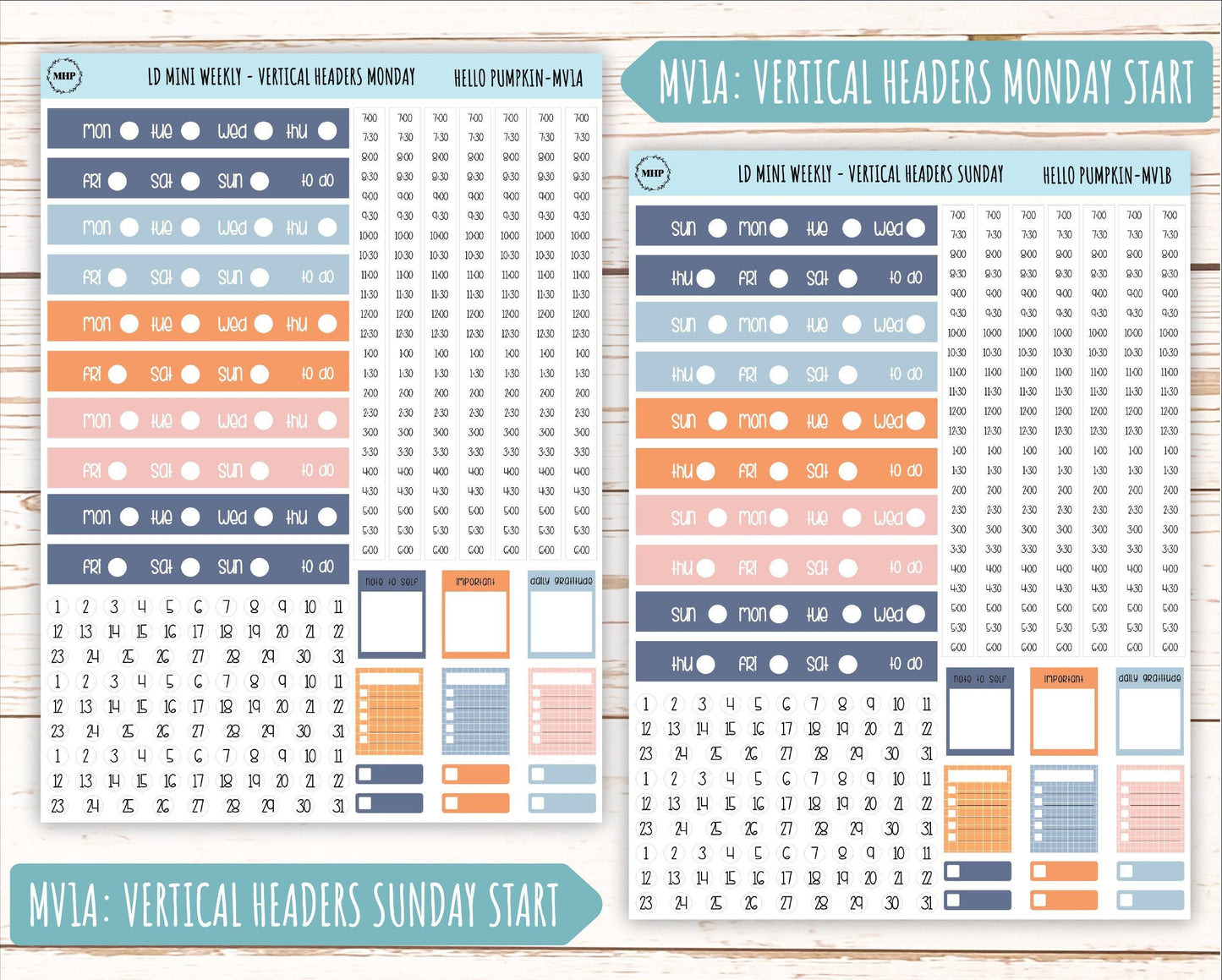 November Stickers for Small Horizontal & Vertical Laurel Denise Planners. (Formerly Mini Planner) "Hello Fall" || MHF