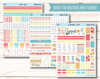 August Stickers for Small Horizontal & Vertical Laurel Denise Planners. (Formerly Mini Planner) "Summer Time" || MST