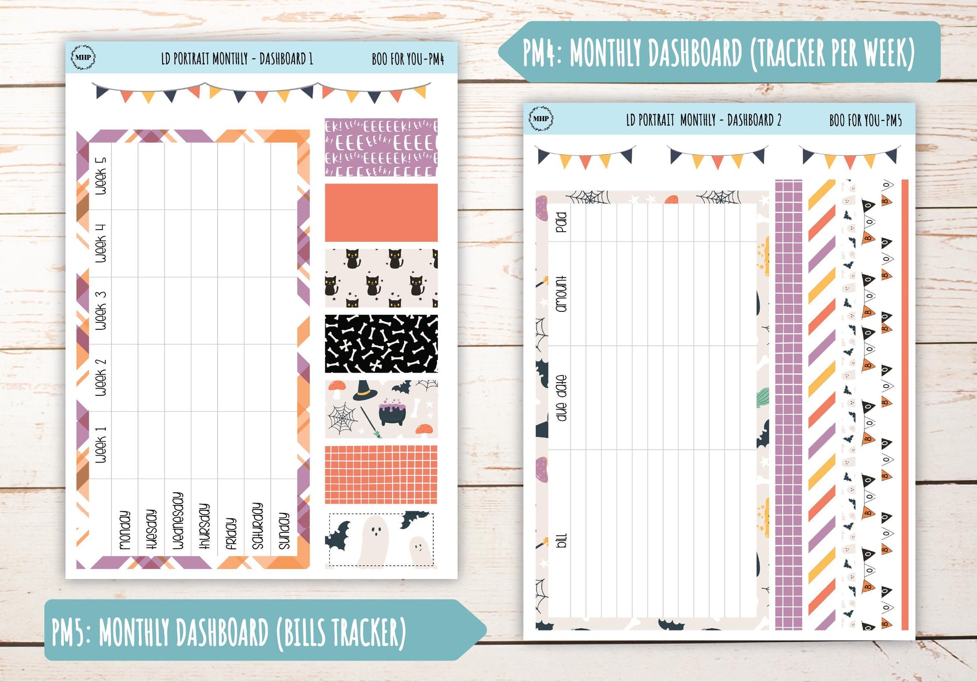 OCTOBER Stickers for The Scout Laurel Denise Planner (formerly Portrait Planner). "Boo to You" || PBY