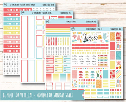 August Stickers for Small Horizontal & Vertical Laurel Denise Planners. (Formerly Mini Planner) "Summer Time" || MST