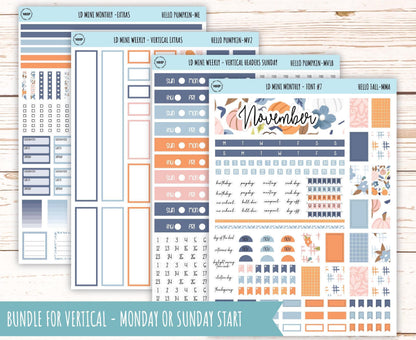 November Stickers for Small Horizontal & Vertical Laurel Denise Planners. (Formerly Mini Planner) "Hello Fall" || MHF