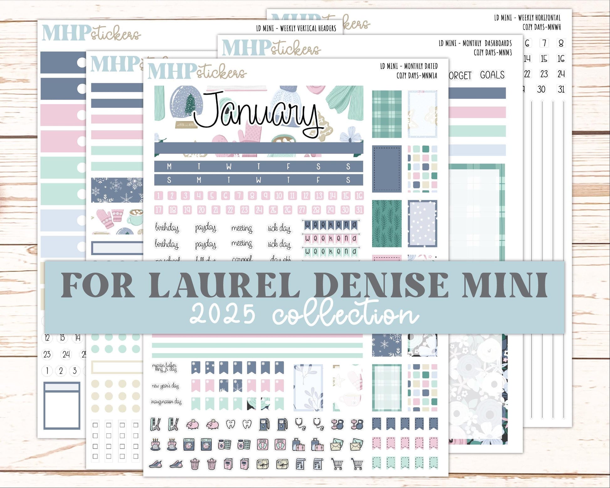 JANUARY 2025 Stickers for small Laurel Denise Planners "Cozy Days" || MNCD