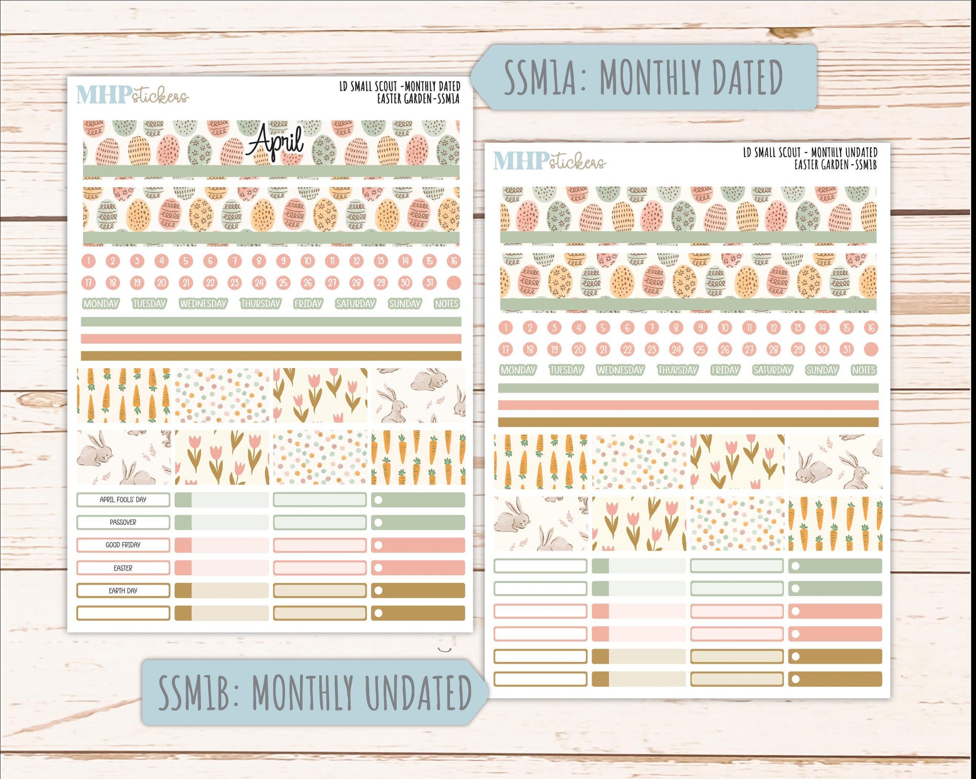 APRIL 2026 Stickers for the Small Scout Planner. For Laurel Denise Planners. "Easter Garden" ||SS