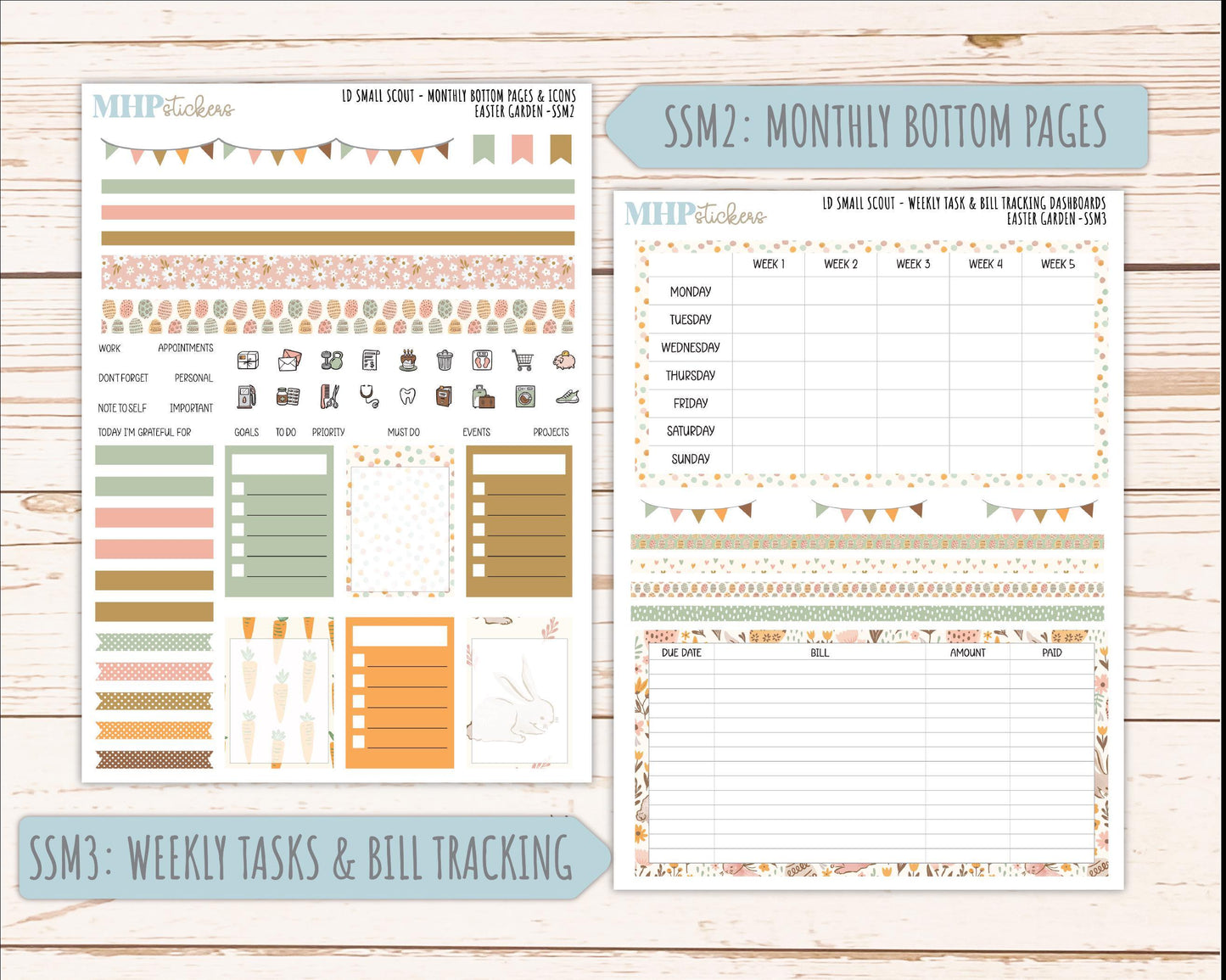 APRIL 2026 Stickers for the Small Scout Planner. For Laurel Denise Planners. "Easter Garden" ||SS