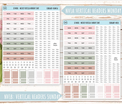 FEBRARY Neutral Color Stickers for Small Horizontal & Vertical Laurel Denise Planners. (Formerly Mini Planner) || NFEB