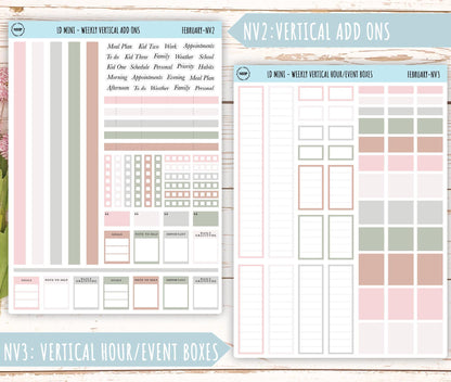 FEBRARY Neutral Color Stickers for Small Horizontal & Vertical Laurel Denise Planners. (Formerly Mini Planner) || NFEB