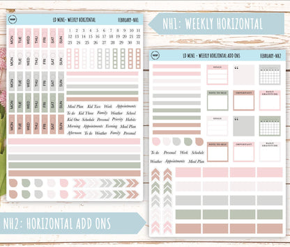 FEBRARY Neutral Color Stickers for Small Horizontal & Vertical Laurel Denise Planners. (Formerly Mini Planner) || NFEB