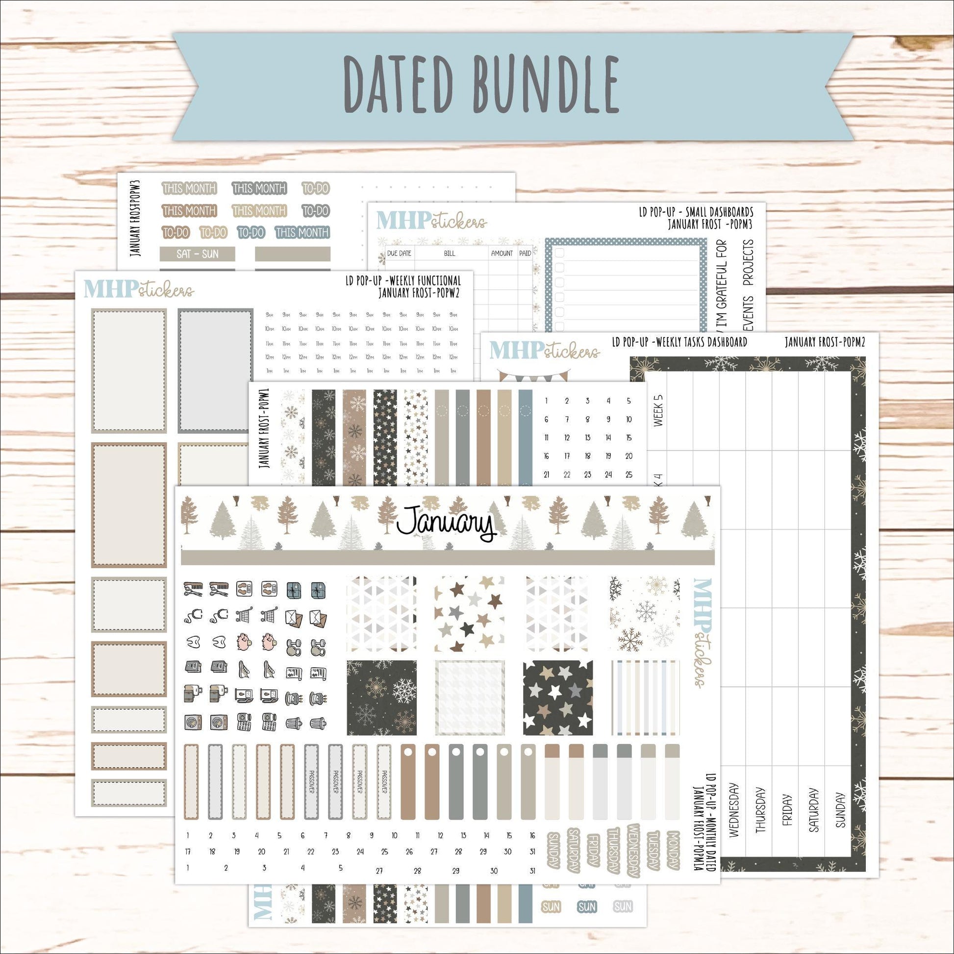 JANUARY 2026 Stickers for The Jo, Laurel Denise Planner (Formerly Pop-Up Planner) "January Frost" || POP