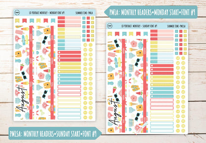 AUGUST Stickers for The Scout Laurel Denise Planner (formerly Portrait Planner). "Summer Time4" || PST