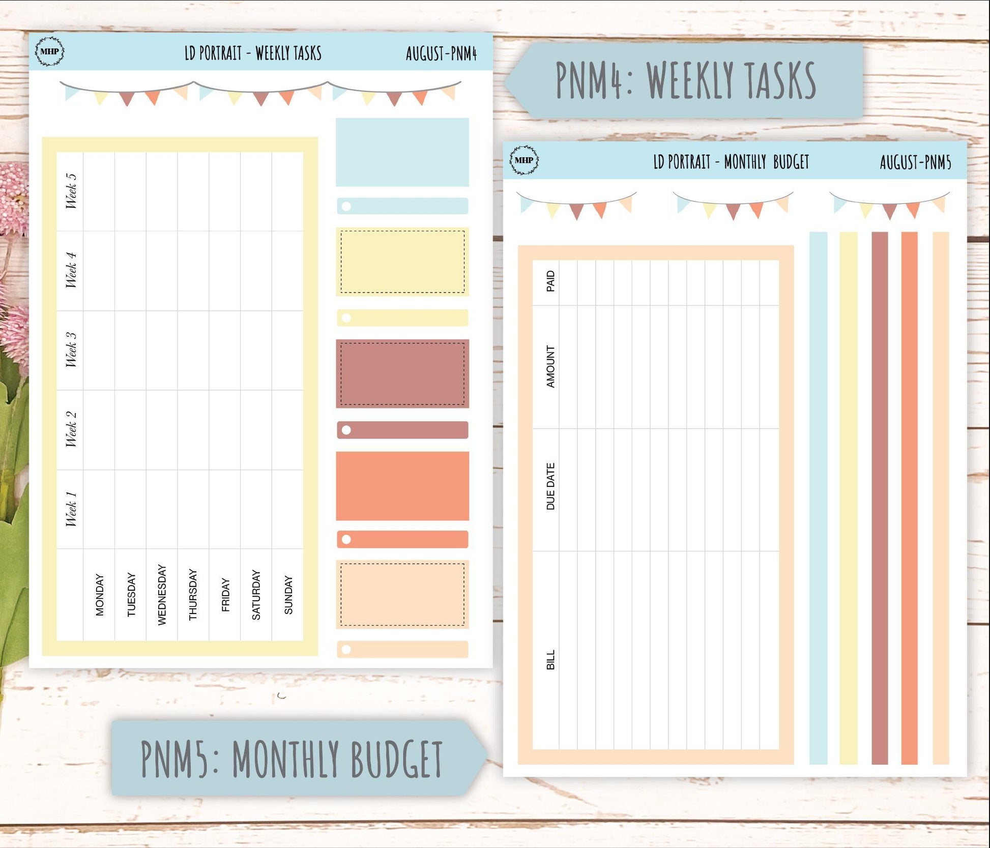 AUGUST Stickers for The Scout Laurel Denise Planner (formerly Portrait Planner). Neutral Color || PN