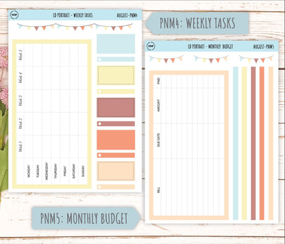 AUGUST Stickers for The Scout Laurel Denise Planner (formerly Portrait Planner). Neutral Color || PN
